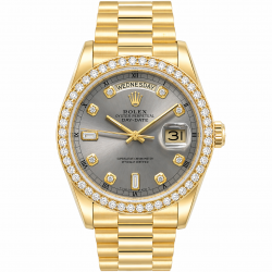 Rolex Day-Date 36MM Grey Dial 18038 18Kt YG Watch